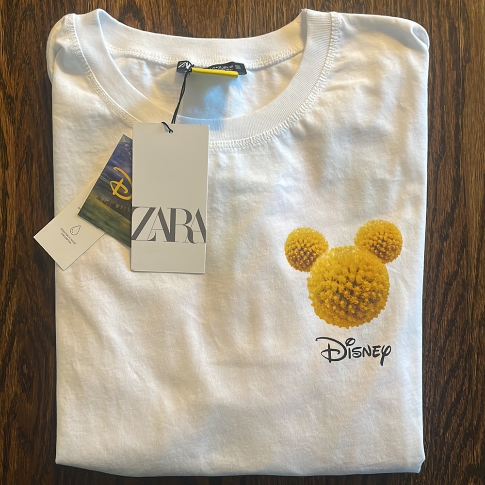 ZARA X DISNEY MICKEY MOUSE Dandelion Floral T Shirt sz Medium